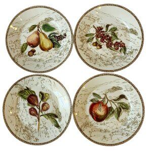 New SET 4 Williams Sonoma Plymouth Cornucopia Appetizer, Salad, Side Plates